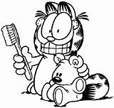 Garfield Toothbrush Colouring Linkietheo sketch template