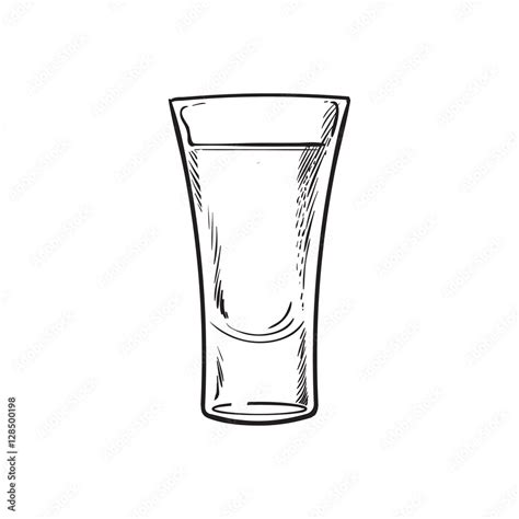 vecteur stock full glass  black  white tequila sketch vector