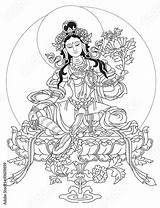 Outlines Thangka Tibetan Buddha sketch template