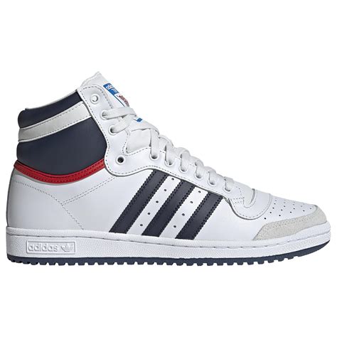 Adidas Originals Leather Top Ten Hi Basketball Shoes In Blue For Men