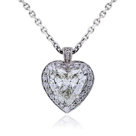 white gold ct gia certified diamond heart pendant necklace