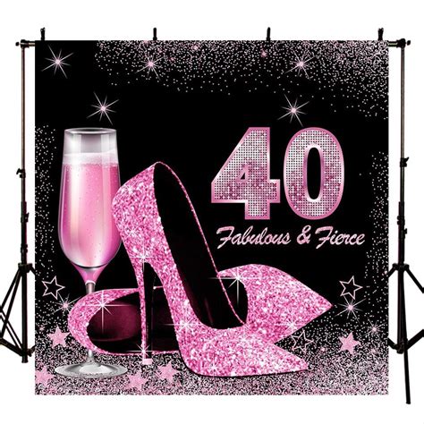 Happy 40th Birthday Party Photography Backdrops High Heels Wine Balloon