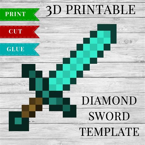 diamond sword printable minecraft diamond sword  template