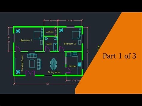 making  simple floor plan  autocad part    youtube