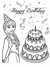 Coloring Birthday Pages Cake Disney Princess Sheets Elsa Frozen Printable Choose Board sketch template