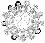 Coloring Children Around Pages Clip Clipart Multicultural Library Diversity sketch template