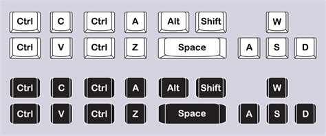 set  computer key combinations command set icons computer keyboard button set vector