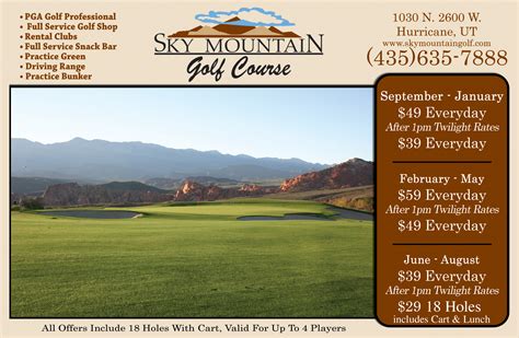 sky mountain golf  cache valley savings guide