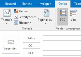 weergeven verbergen en bekijken van het veld bcc office ondersteuning