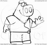 Coloring Clipart Cartoon Scrubs Pig Surgeon Doctor Pages Surgery Outlined Vector Thoman Cory Getcolorings sketch template
