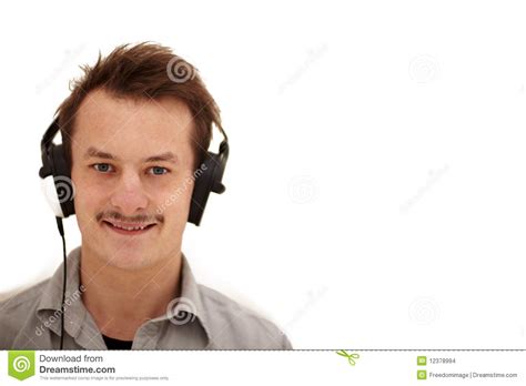 happy young man     listening stock photo image