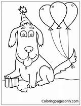 Birthday Happy Pages Dog Coloring Color Print sketch template