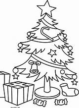 Christmas Tree Coloring Pages Gifts Drawing Gift Embroidery Coloringkidz sketch template