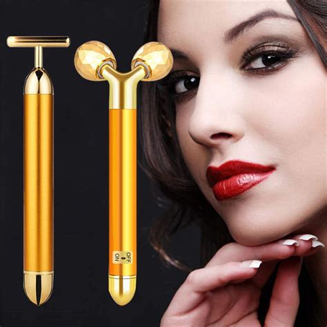 pointerteck beauty bar 24k golden pulse facial massager 3d roller 2 in