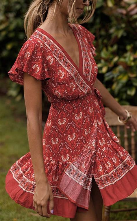 zesica summer wrap v neck bohemian floral print dress best wrap