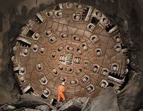 boring drill builds  exciting tunnel