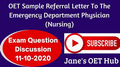 oet sample referral letter   emergency department physician youtube