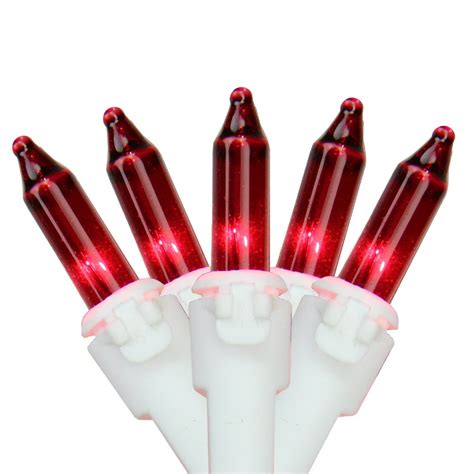 set   red mini christmas lights  spacing ft white wire