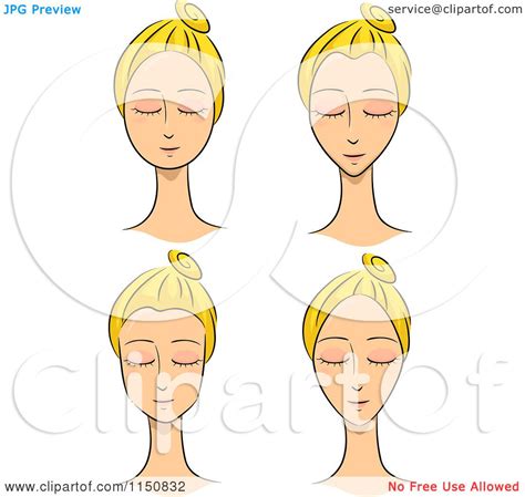 Cartoon Of Blond Women With Different Face Shapes