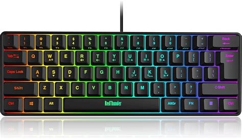amazoncom redthunder  gaming keyboard rgb backlit ultra compact mini keyboard quiet