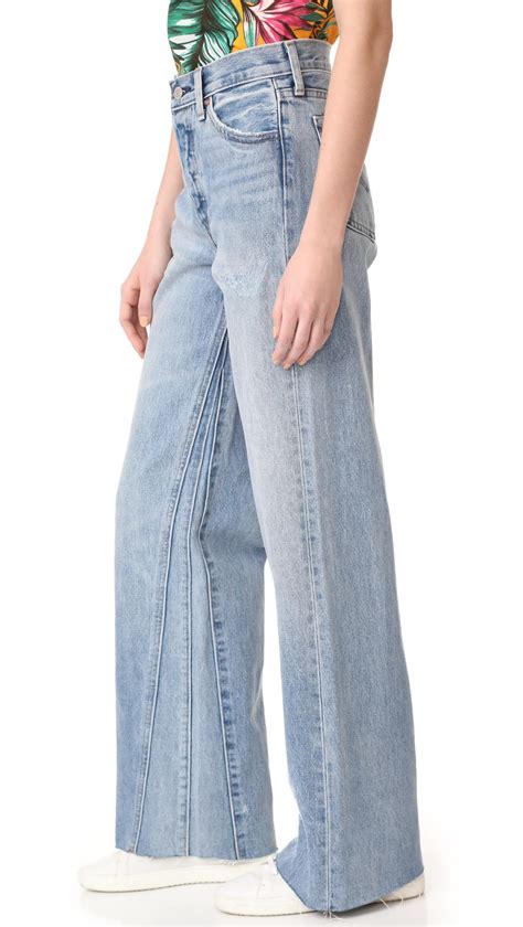 lyst levis altered wide leg jeans  blue