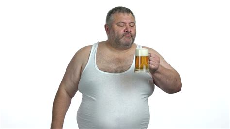 Overweight Man With Glass Of Beer On White Stock Footage Sbv 337934810