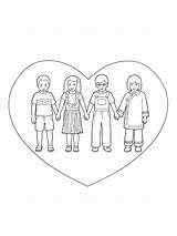 Holding Hands Coloring Children Kids Pages Heart Getcolorings Color Printable sketch template