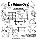 Puzzle Animals Farm Crosswords Vector Game Preschool Kids Worksheet Activity Coloring Printable Version Illustration sketch template