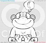 Daydreaming Chimpanzee Bananas Outlined Coloring Clipart Cartoon Vector Cory Thoman sketch template