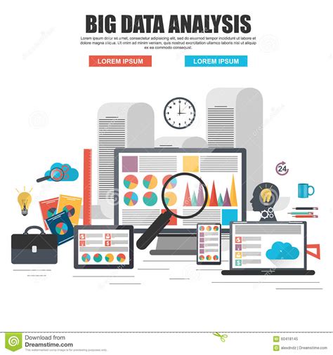 flat design concept of business big data analysis stock vector image