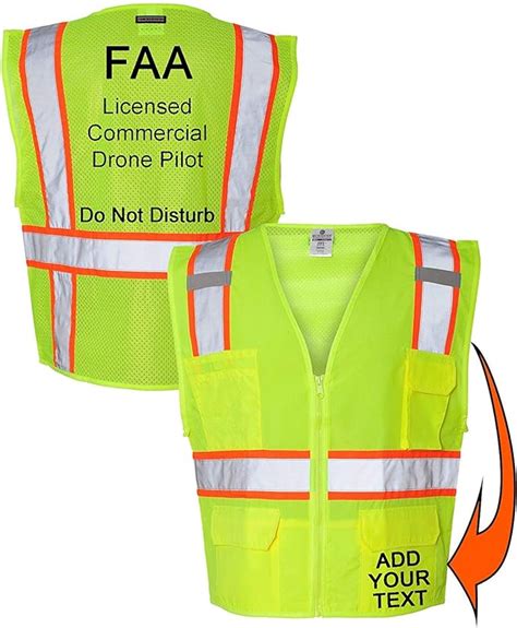 custom safety reflective mesh vest  zipper personalized drone pilot vest amazoncom