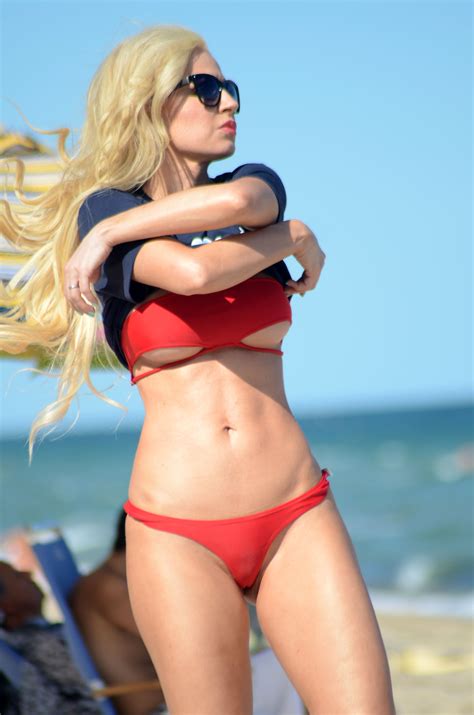 Ana Braga Red Thong Bikini At A Beach In Miami 8