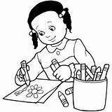 Drawing Coloring Colouring Pages Girl Children Flower Drawings Girls Color Print Kids School Child Without sketch template