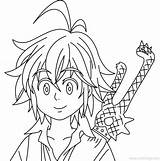 Meliodas Sins Dibujar Facil Pecados Capitales Siete Sonriendo Linear Nanatsu Xcolorings Cute Ausmalbilder Melodias Wings Px sketch template