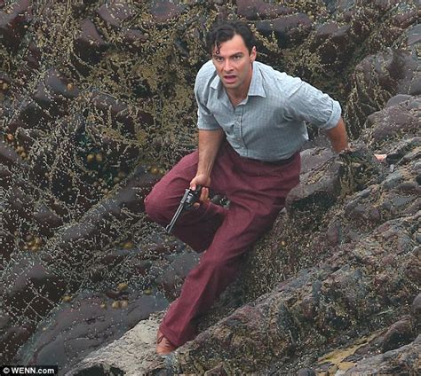 aidan turner is world away from poldark as he films agatha christie series daily mail online