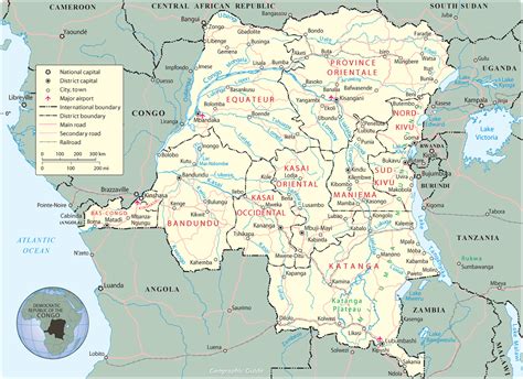 map  democratic republic   congo travel africa
