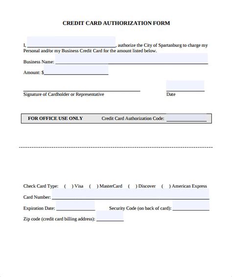 credit card authorization form    documents   word