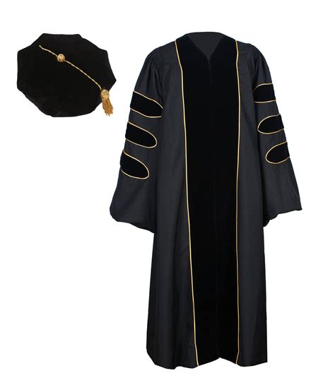 deluxe black doctoral graduation gown regalia doctoral gown