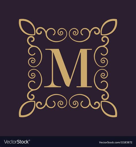 monogram letter  calligraphic ornament gold vector image