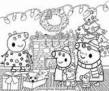 Christmas Family Coloring Pages Peppa Pig Printable Colouring Drawing Tree Kids Sheets Granny Grandpa Winter Color Print Xmas Getcolorings Fire sketch template