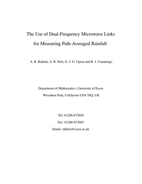 dual frequency microwave links  measuring path averaged rainfall