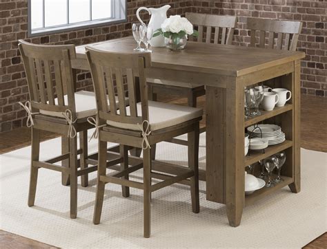 jofran slater mill pine counter height storage table  stool set  city furniture pub