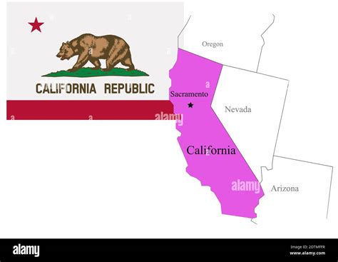 estado de california de ee uu bandera y mapa ilustración vectorial