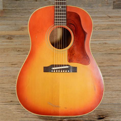 Vintage Gibson J 45 Adj Acoustic Guitar Cherry Sunburst 1969 Guitar