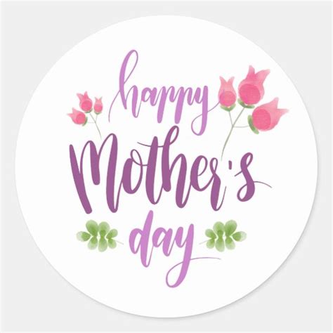 simple happy mothers day floral sticker seal zazzlecom
