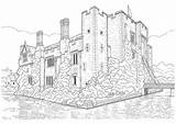 Castle Coloring Pages Adults Castles Architecture Buildings Adult Realistic Old Color Printable Books Fantasy Princess Drawings Disney Drawing Print Kent sketch template