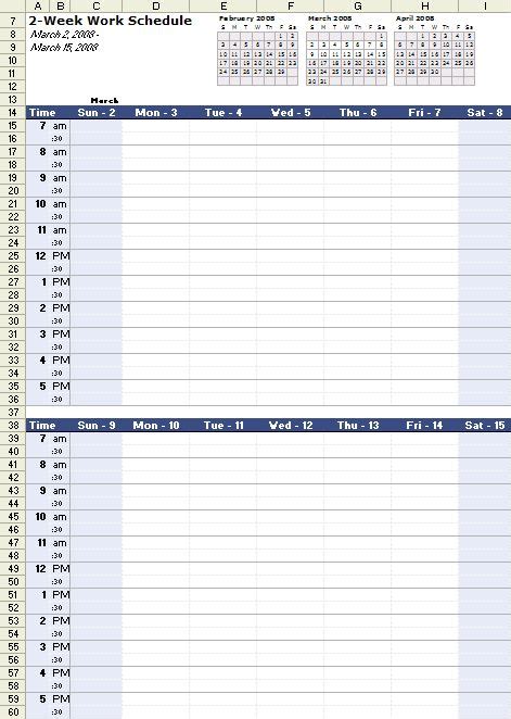 work schedule template  excel work schedule schedule template