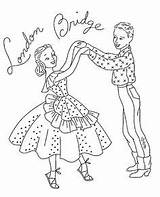 Embroidery Square Dance Vintage Dancing Somewhat Hillbilly Dancers Set Small sketch template