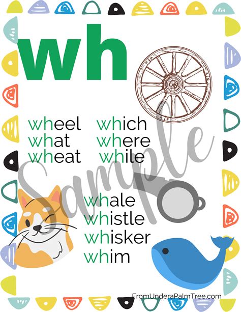 digraphs wh wr ph printable pack    palm tree