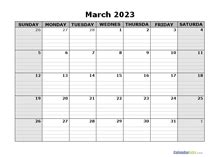 march  printable calendar calendarlabs
